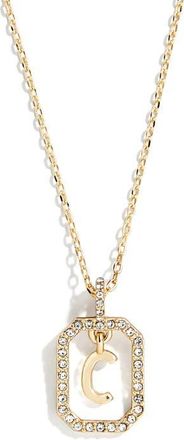 BaubleBar Alicia Intial Pendant Necklace in Clear - C at Nordstrom