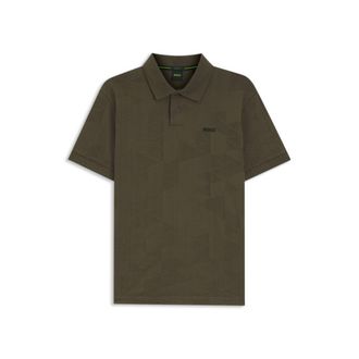 BOSS Regular-fit cotton knit polo with 3D jacquard design