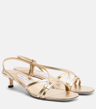 Jimmy Choo London Farris metallic leather slingback sandals