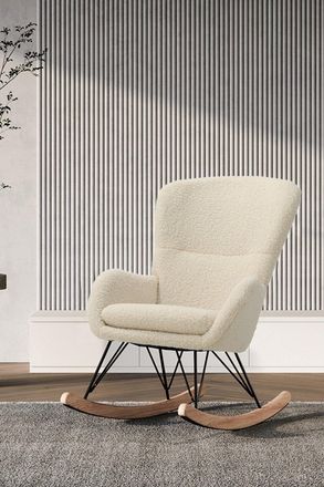 Living and Home Modern Faux Wool Rocking Chair