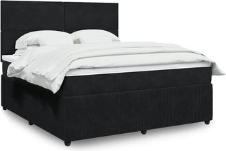vidaXL Vidaxl - Cama Box Spring Con Colch&oacute;n Terciopelo Negro 180x200 Cm