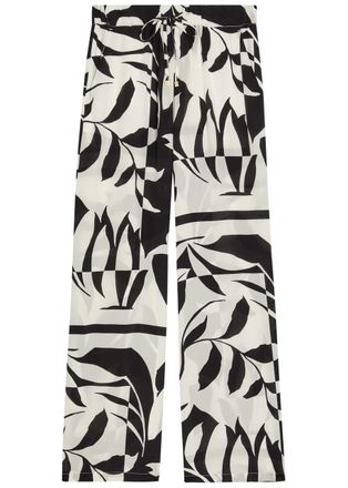 Max Mara Voto Printed Wide-leg Silk Trousers - Black - 10 (UK10 / S)