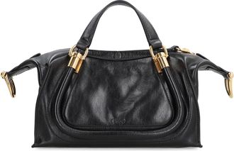 Chlo&eacute; Womens Paraty 24 Piccola Leather Shoulder Bag Black Calf Handbags Hand