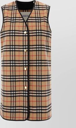 Burberry cashmere sleeveless jacket gold buttons trim