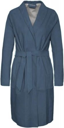 Oakwood Stefania leren jas - Dames - Jas met riem - Blauw - S - Leer - Jassen