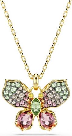 Swarovski Idyllia Butterfly Pendant Necklace in Gold Multi at Nordstrom