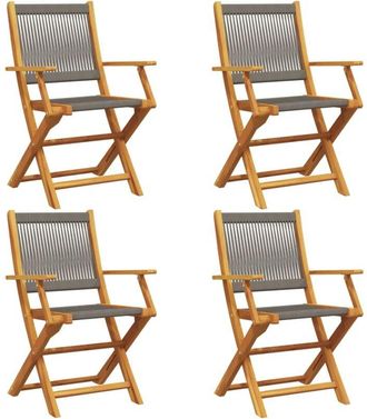 vidaXL Folding Garden Chairs 4 pcs Grey Solid Wood Acacia vidaXL