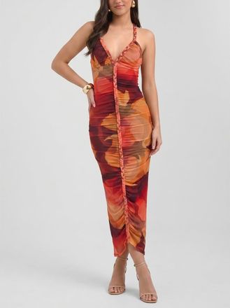 Rachel Roy Thalassa Printed Mesh Dress in Orange Floral at Nordstrom, Size X-Large