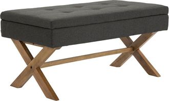 Clp Clp - Banco Namaro Tapizado En Tela Con Almacenamiento Gris Oscuro Antiguo Claro