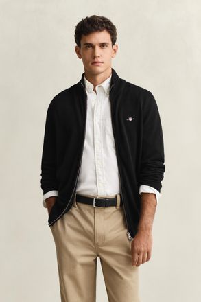 GANT Men Casual Cotton Zip Cardigan (XXXL) BLACK