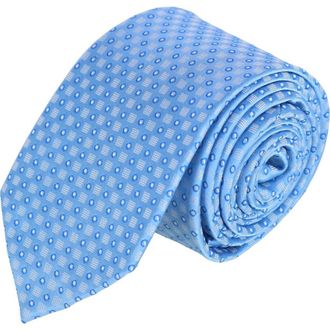 Trafalgar Store Ewing Square and Polka Dot Business Silk Necktie in Light And Dark Blue at Nordstrom