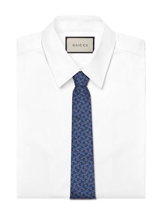 Gucci Stropdas met GG-logo - Blauw