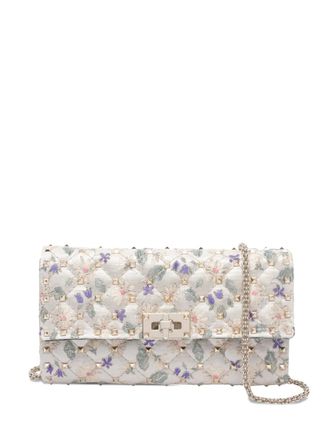 Valentino Garavani quilted floral-print crossbody bag - White