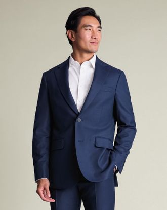 CHARLES TYRWHITT Italian Luxury Birdseye Suit Jacket - Royal Blue Size 36R by Charles Tyrwhitt