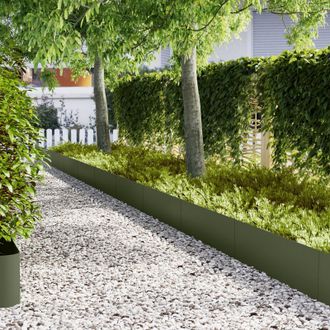Berkfield Home Lawn Edgings 30 pcs Olive Green 100x0, 5x30 cm Steel