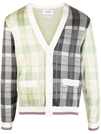 Thom Browne Cardigan a quadri - Bianco