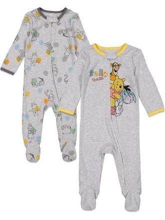 Disney Winnie the Pooh Baby Boys 2-Pack Footed One-Piece Sleep N Play in Heather Grey Pooh at Nordstrom, Size 6-9M