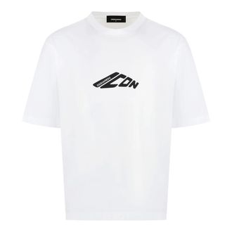 Dsquared2 Tops, Heren, Wit, L, Katoen, Cotton Crew-neck T-shirt