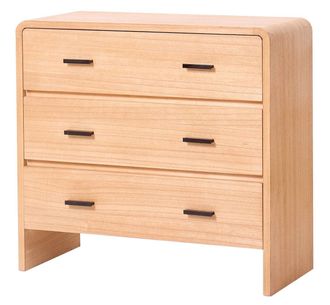 Nordlys Scandinavian Bedroom Dresser with Wood & Metal 3 Drawers Storage in Brown