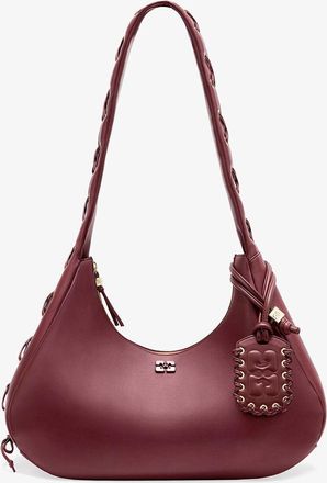 Ganni Burgundy Red Medium Laces Hobo Bag
