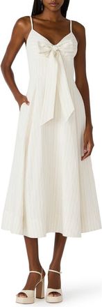 Steve Madden Luna Bow Front Sleeveless Midi Dress in Heather Linen at Nordstrom, Size 10