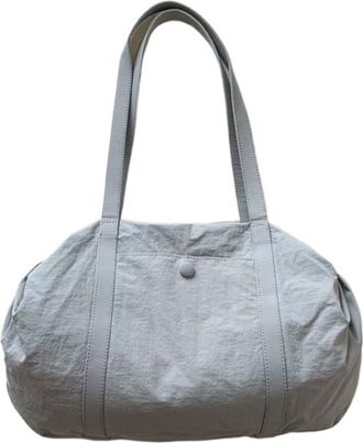 Generic Lightweight Nylon Large-Capacity Simple Shoulder Shopping Bag for Everyday Use(Light Grey)