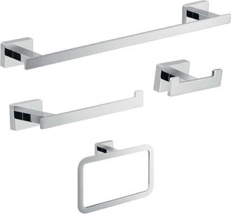 Gedy Gedy - 44991300002 Set 4 Piezas (toallero 35 Cm, Portarrollo, Percha, Argolla) Cromo - Ref: 44991300002