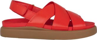 Clarks Rode Leren Dames Sandaal - Aristella Sun - Dames - Sandalen - Rood - 35 1/2 EU - Schoenen