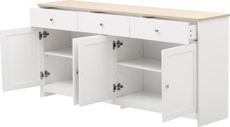 STILVORA Aparador Con 4 Puertas Y 3 Cajones, Estantes Regulables, Estilo R&uacute;stico, En Mdf, Blanco, 160&times;37&times;75 Cm