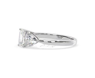 The Diamond Store Aurora Lab Diamond Emerald Cut and Trillion1.70ct Ring in 18K White Gold F/VS1