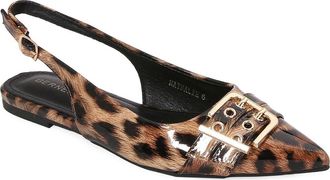 Berness Buckle Slingback Pointed Toe Flat in Leopard at Nordstrom Rack, Size 6.5