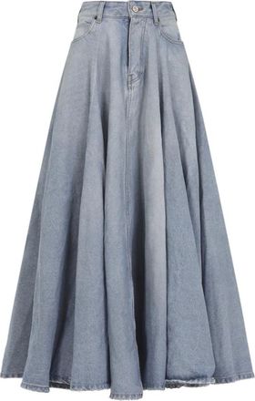 Balenciaga Denim Skirts, female, Blue, XS, Godet Maxi Skirt
