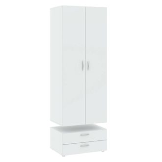 Dmora Dmora - Armario 2 Puertas Buriasco, Muebles De Dormitorio, Vestidor, Armario De Ropa, 74x52 H214 Cm, Blanco