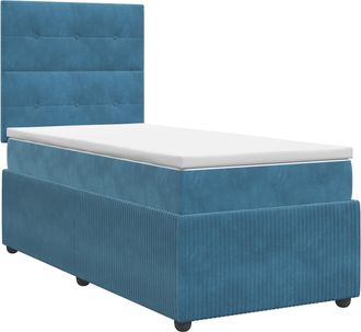 vidaXL Cama Box Spring Con Colch&oacute;n Azul 100 X 200 Cm Terciopelo Vidaxl