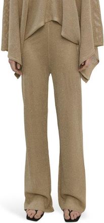 Mango Metallic Pull-On Straight Leg Knit Pants in Gold at Nordstrom, Size Medium