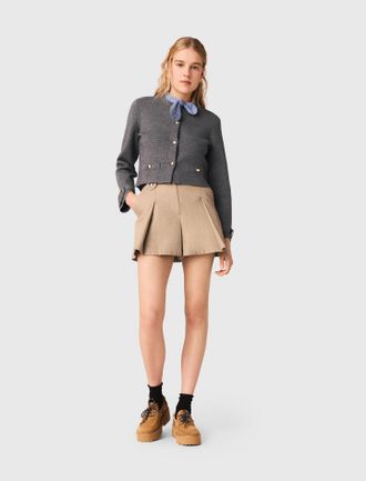 Maje Removable Striped Collar Cardigan - Grey - Maje