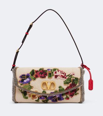 Valentino Garavani DeVain Small floral beaded shoulder bag
