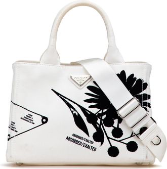Prada Pre-owned Womens Printed Tote Bag - White Textile - One Size