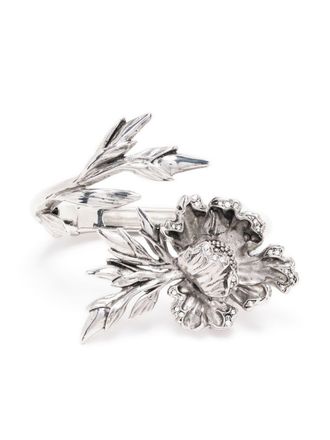 Alberta Ferretti asymmetric flower cuff bracelet - women - Metal - OS - Silver