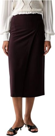 Twinset Falda midi con efecto cruzado - Skirts - Mujer - Marr&oacute;n - XS