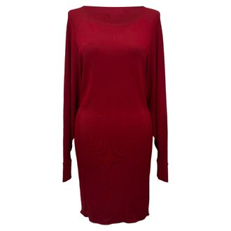 Lanvin Long Sleeve Mini Dress in Burgundy Viscose