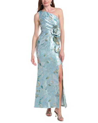 Adrianna Papell Metallic Jacquard Rose Gown