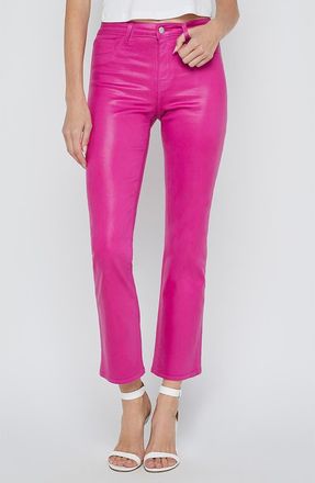 L'agence Tati High Waist Coated Crop Micro Bootcut Jeans in Fuchsia/White at Nordstrom Rack, Size 25