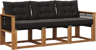 vidaXL Conjunto De Sof&aacute;s De Exterior 3 Uds. Natural Y Negro Vidaxl