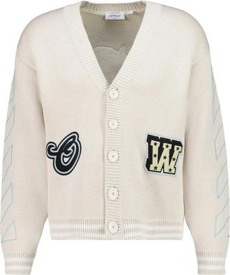 Off-white Cream Star Varsity Gebreide Cardigan - Heren - Vesten - Beige - S - Katoen - Truien & Vesten