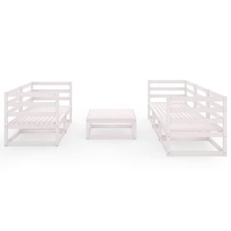 Berkfield Home Sturdy 6 Piece Garden Lounge Set White Solid Wood Pine