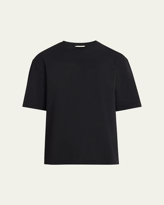 Mordecai Mens Jersey Back-Stripe Oversized Crewneck T-Shirt