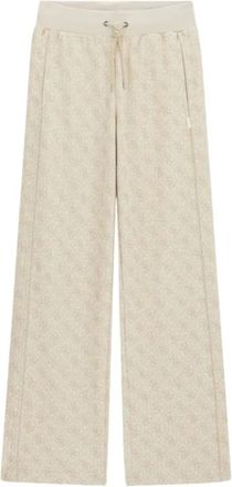 Guess 4G Allover Jacquard Wijde Pijpenbroek - Dames - Sweatpants - Beige - XS - Broeken