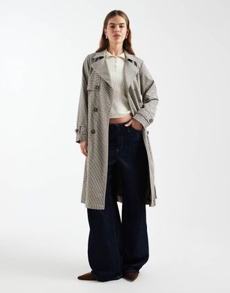 New Look Trench marrone a quadri