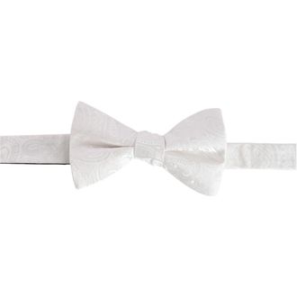 Trafalgar Store Banbury Tone on Tone Paisley Silk Bow Tie in White at Nordstrom